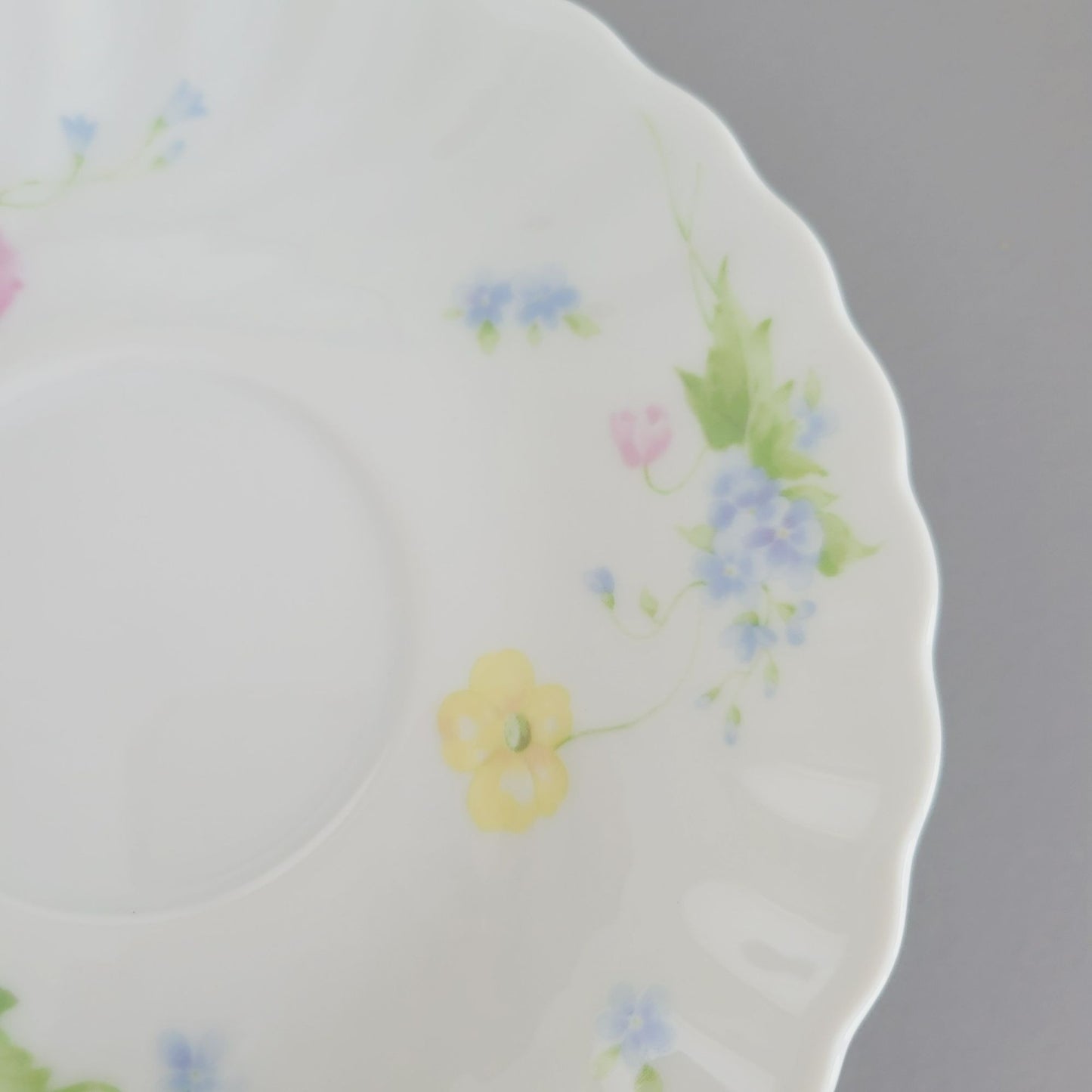 Vintage Shabby Chic Floral Swirl Teacup & Saucer, 2 Sets, Pastel Pink, Blue, Yellow Floral by Maple