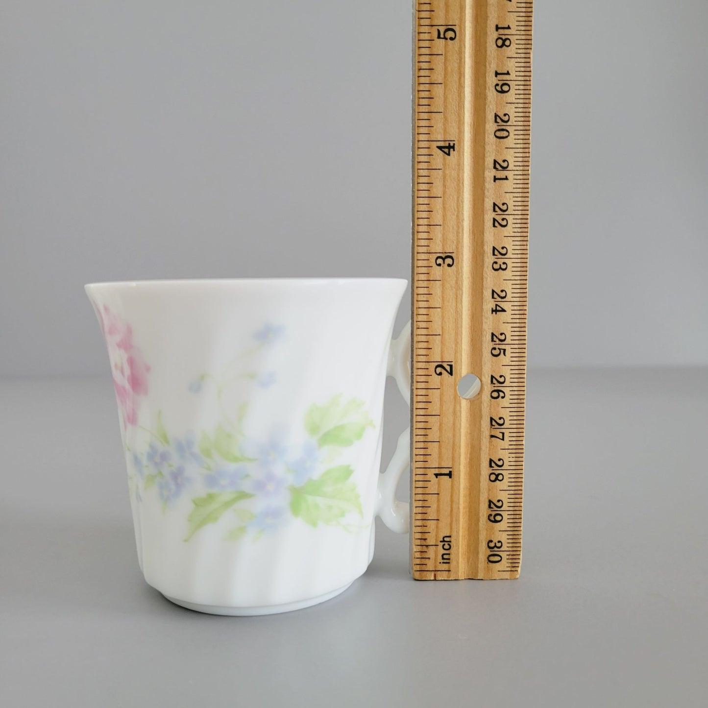 Vintage Shabby Chic Floral Swirl Teacup & Saucer, 2 Sets, Pastel Pink, Blue, Yellow Floral by Maple
