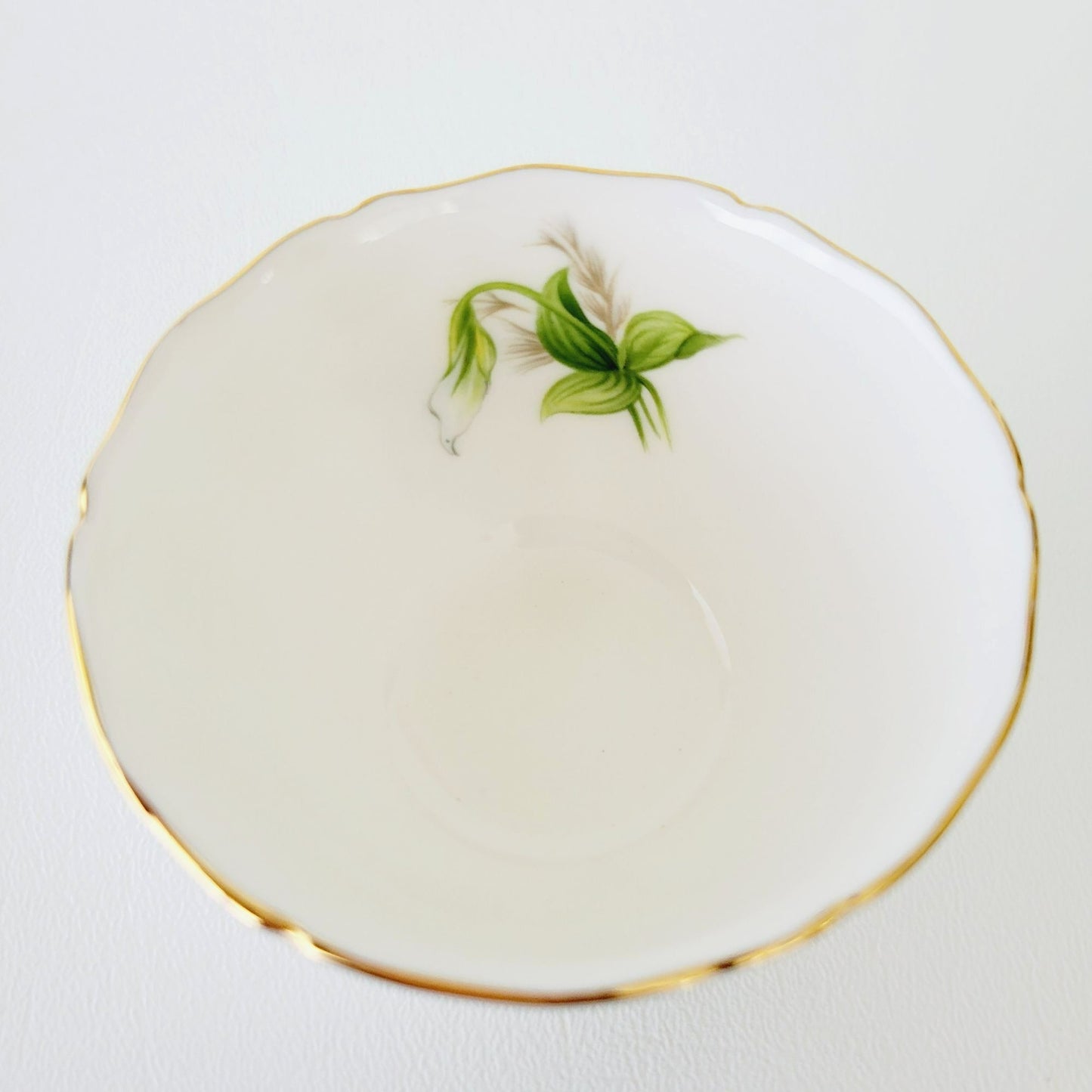 Royal Adderley Trillium Creamer, Sugar Bowl & Tray Petite Set, White and Green Floral, England