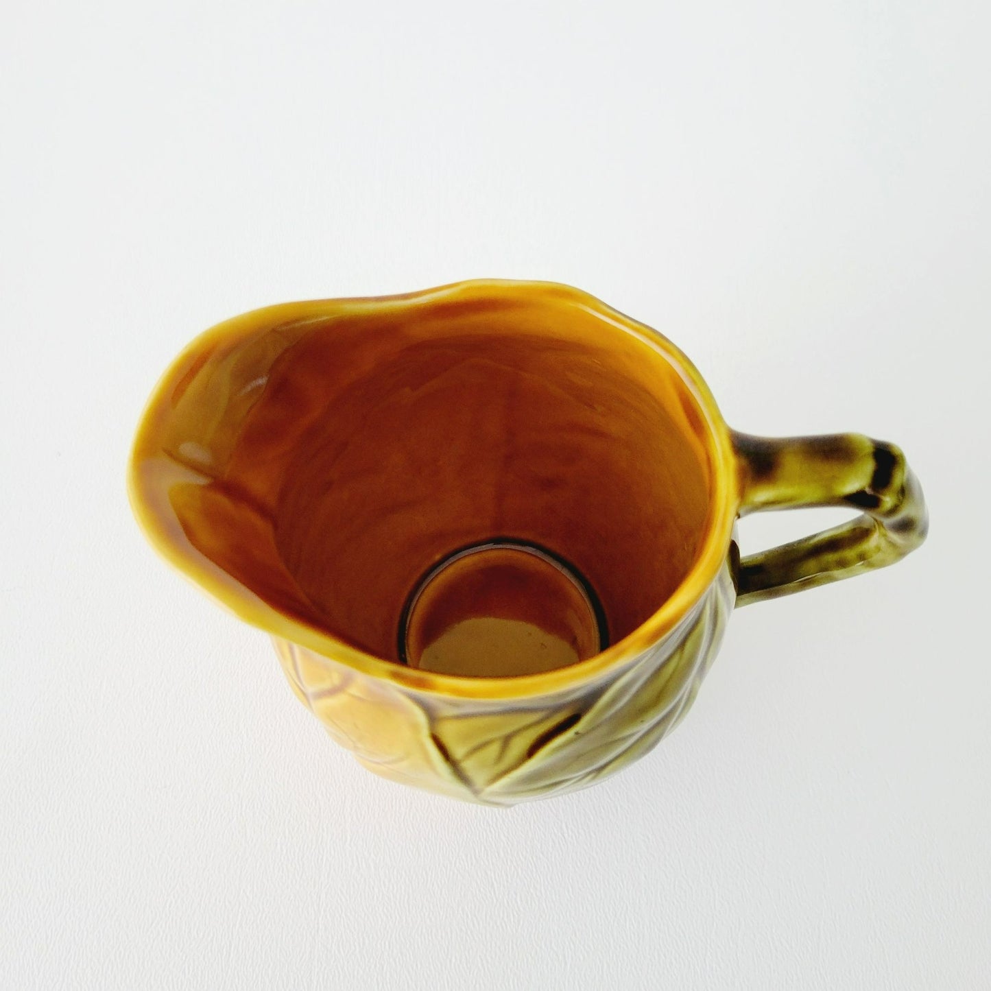 Royal Winton Grimwades Creamer, Brown & Green Glazed, Embossed Leaf Pattern, Made in England