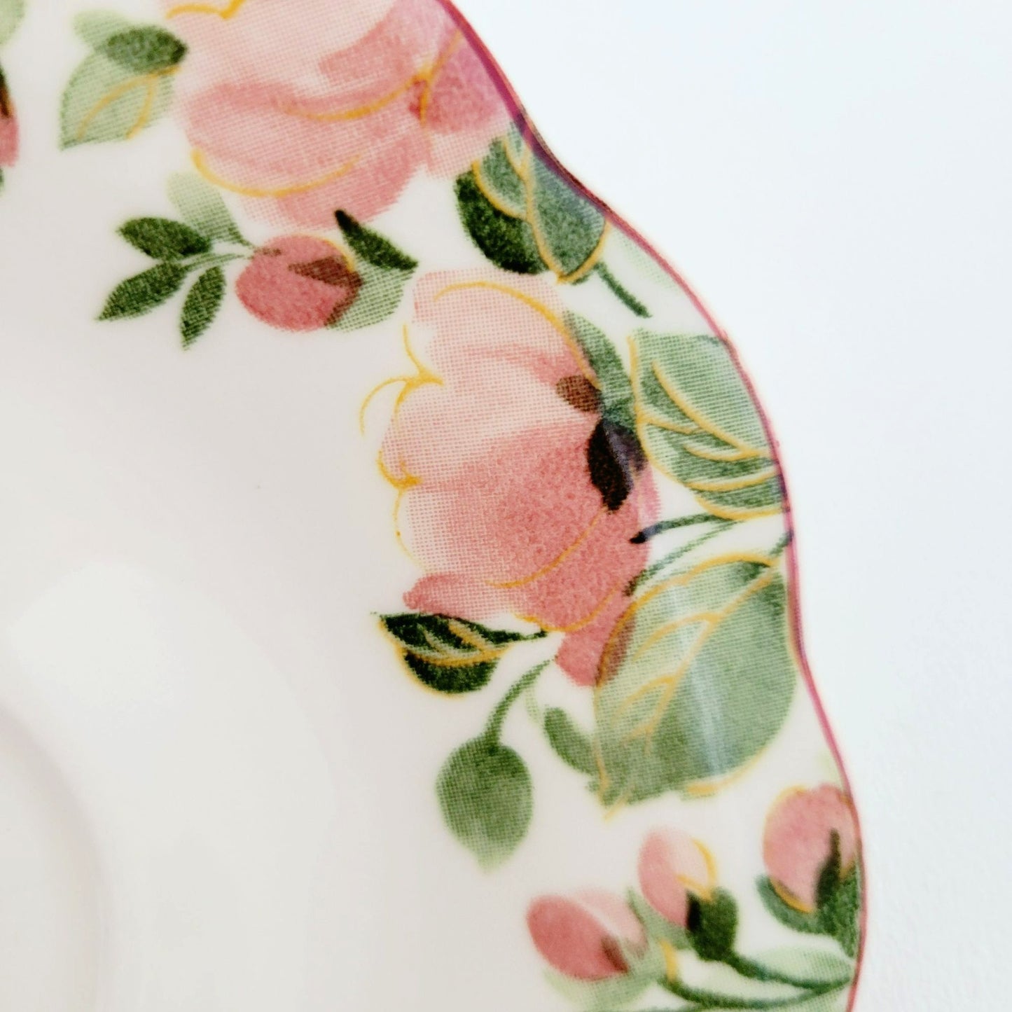 Nikko Precious Floral Tea Cup & Saucer, 2 Sets, Pink Poppies with Red Trim, Made in Japan
