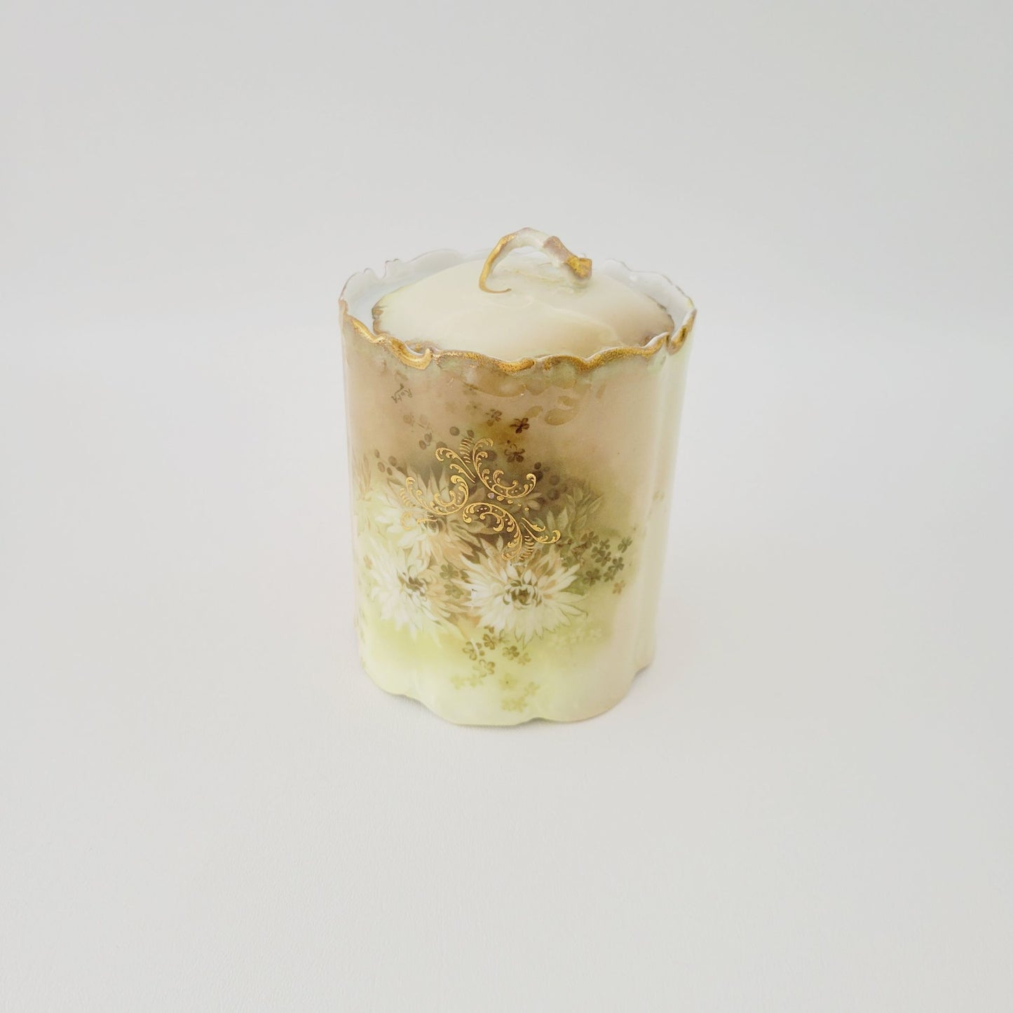 Antique Rosenthal Monbijou Brown & Green Floral Biscuit Cracker Jar c.1891-1906 Bavaria Germany