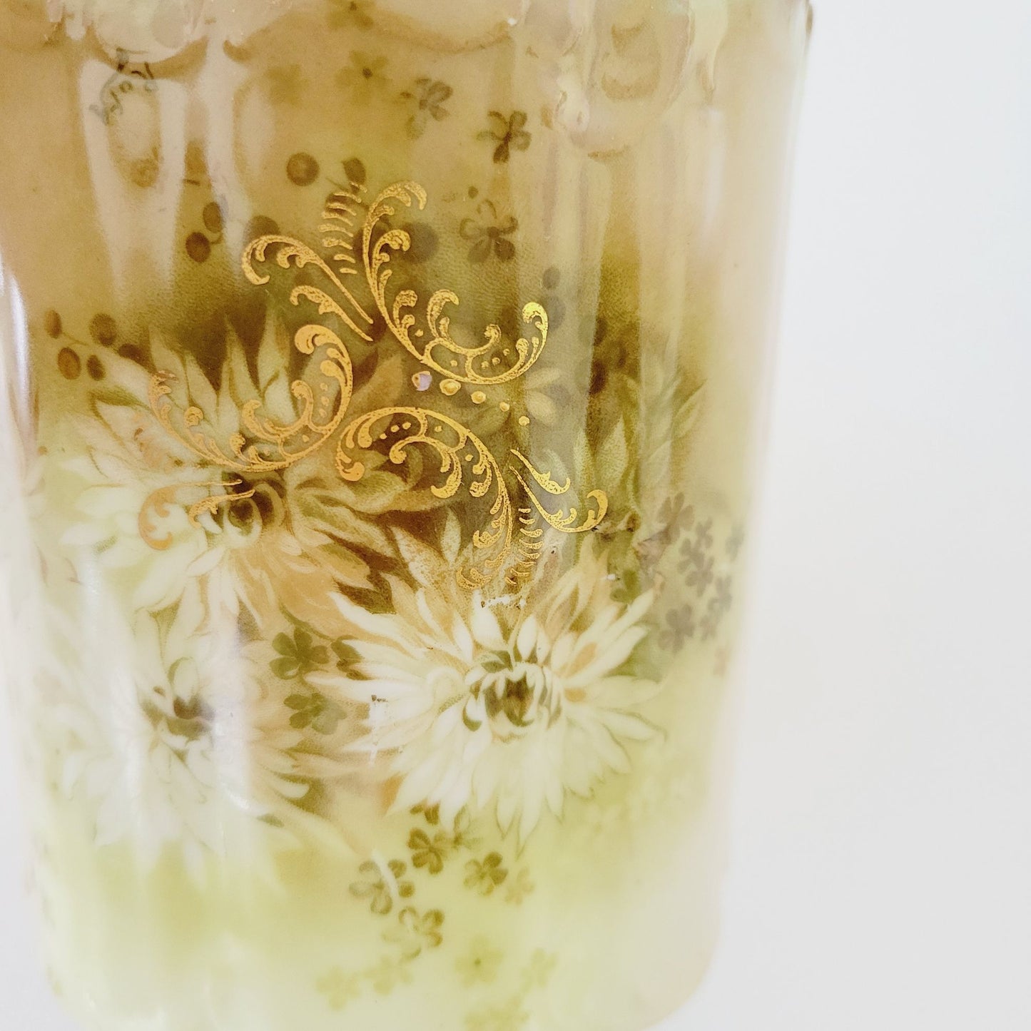 Antique Rosenthal Monbijou Brown & Green Floral Biscuit Cracker Jar c.1891-1906 Bavaria Germany