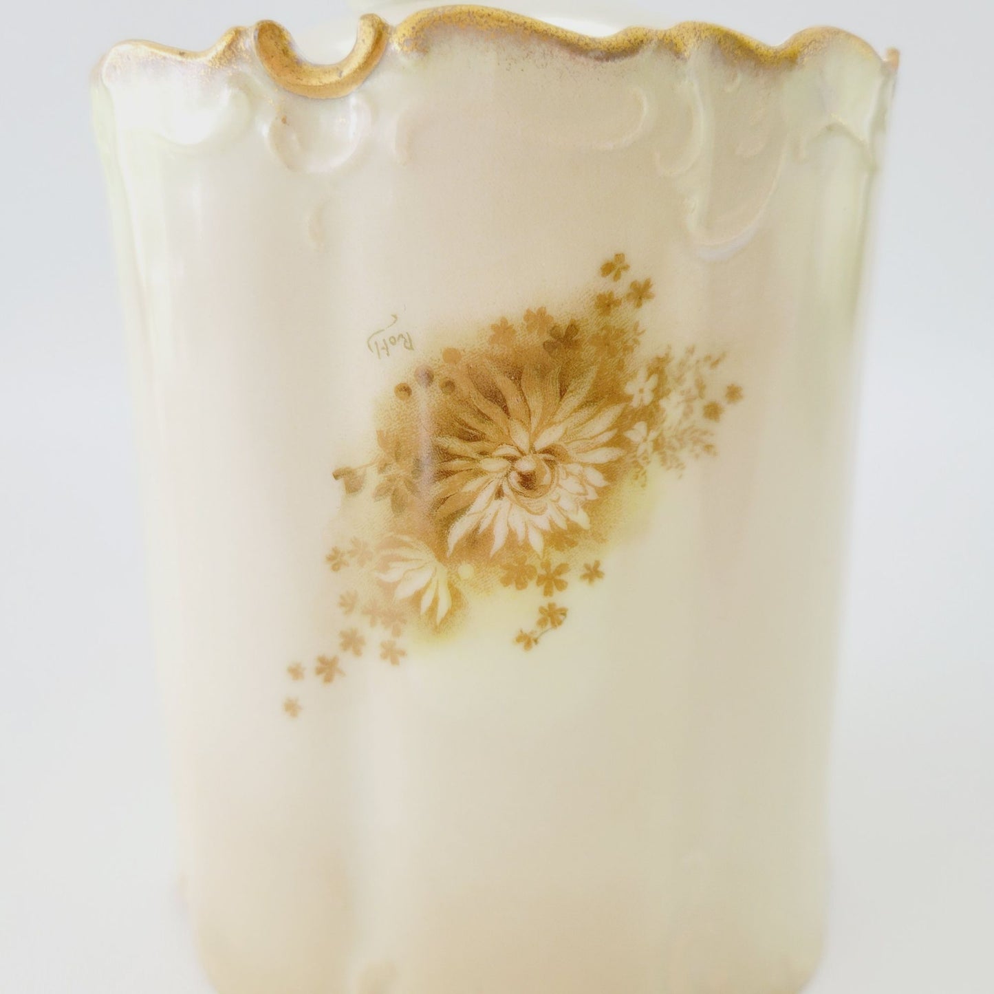 Antique Rosenthal Monbijou Brown & Green Floral Biscuit Cracker Jar c.1891-1906 Bavaria Germany