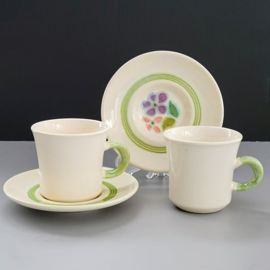 Franciscan Floral Cup & Saucer, 2 Sets, c.1970s USA