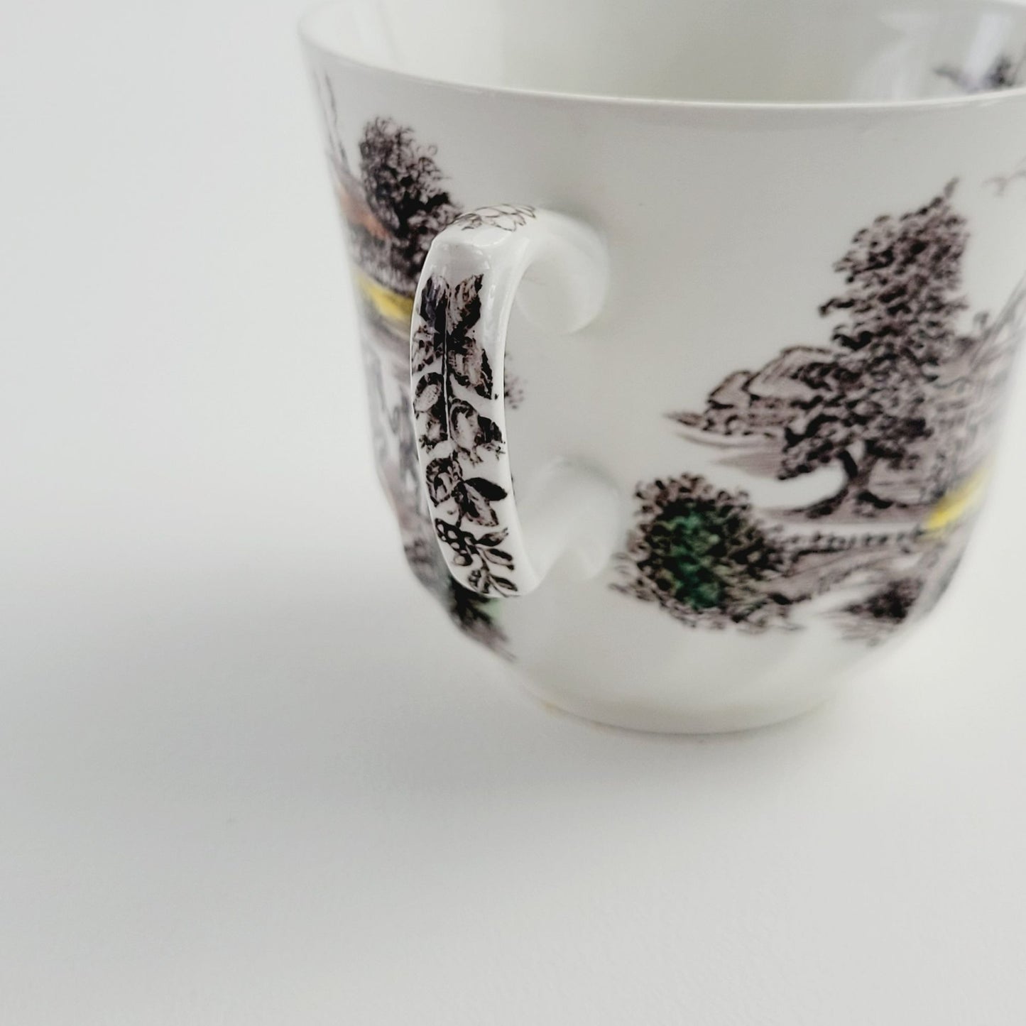 Staffordshire Yorkshire Teacup & Saucer, English Countryside Farm Scene, Ironstone Made in England