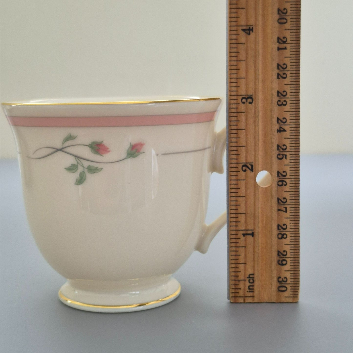 Lenox "Rose Manor Pink" Footed Cup & Saucer, 2 Sets, c.1985-99 USA