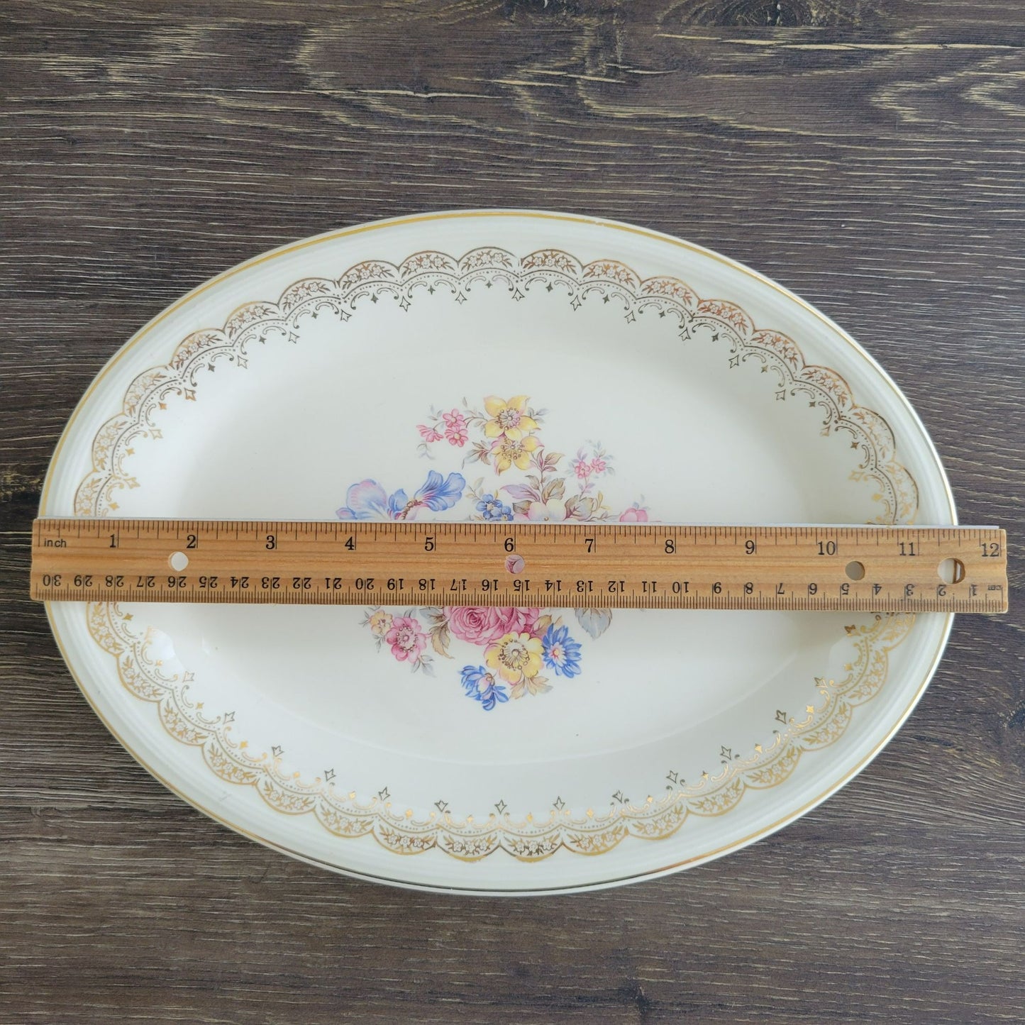 Edwin Knowles Priscilla 11" Oval Serving Platter, c.1940s USA Made