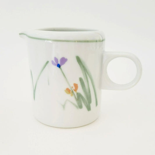 Mikasa Metro Sketch Book Creamer & Sugar Bowl, Long Stem Wild Flowers, c.1980s Japan