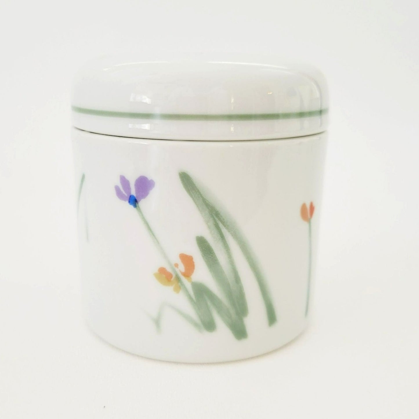 Mikasa Metro Sketch Book Creamer & Sugar Bowl, Long Stem Wild Flowers, c.1980s Japan