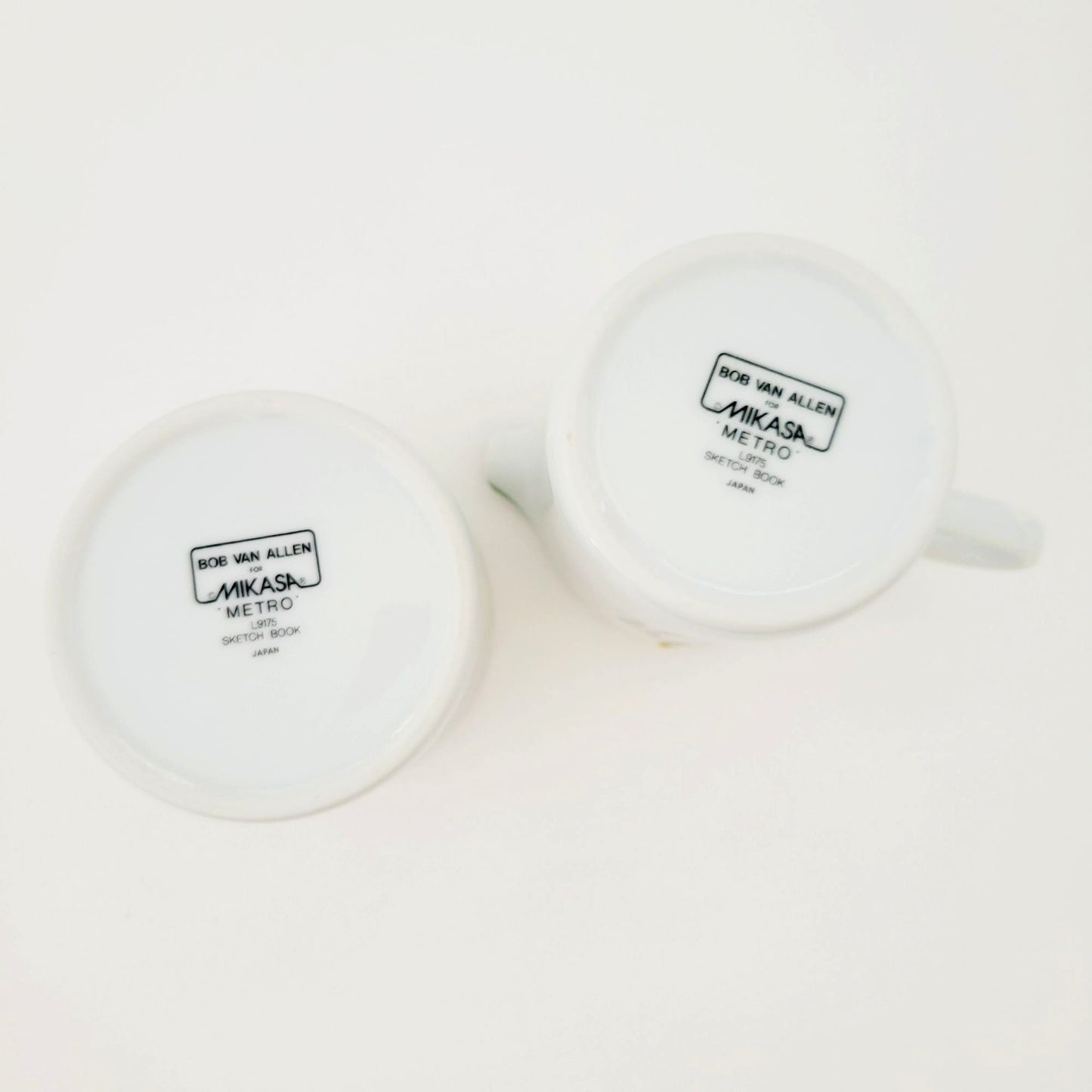 Mikasa Metro Sketch Book Creamer & Sugar Bowl, Long Stem Wild Flowers, c.1980s Japan