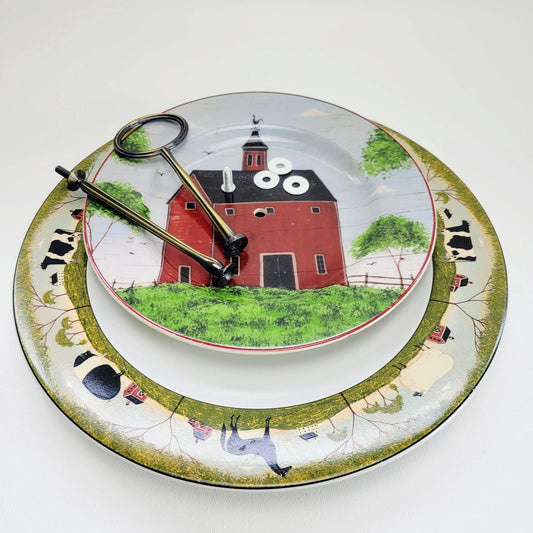 Folk Art Farm Tiered Dessert Stand