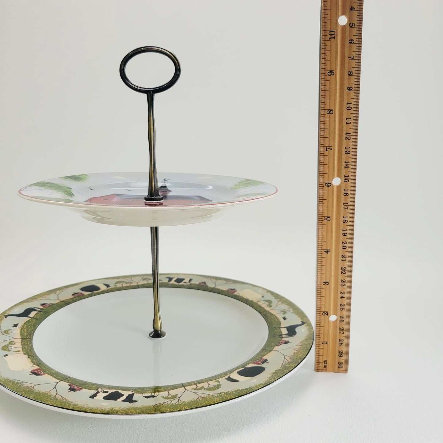 Folk Art Farm Tiered Dessert Stand