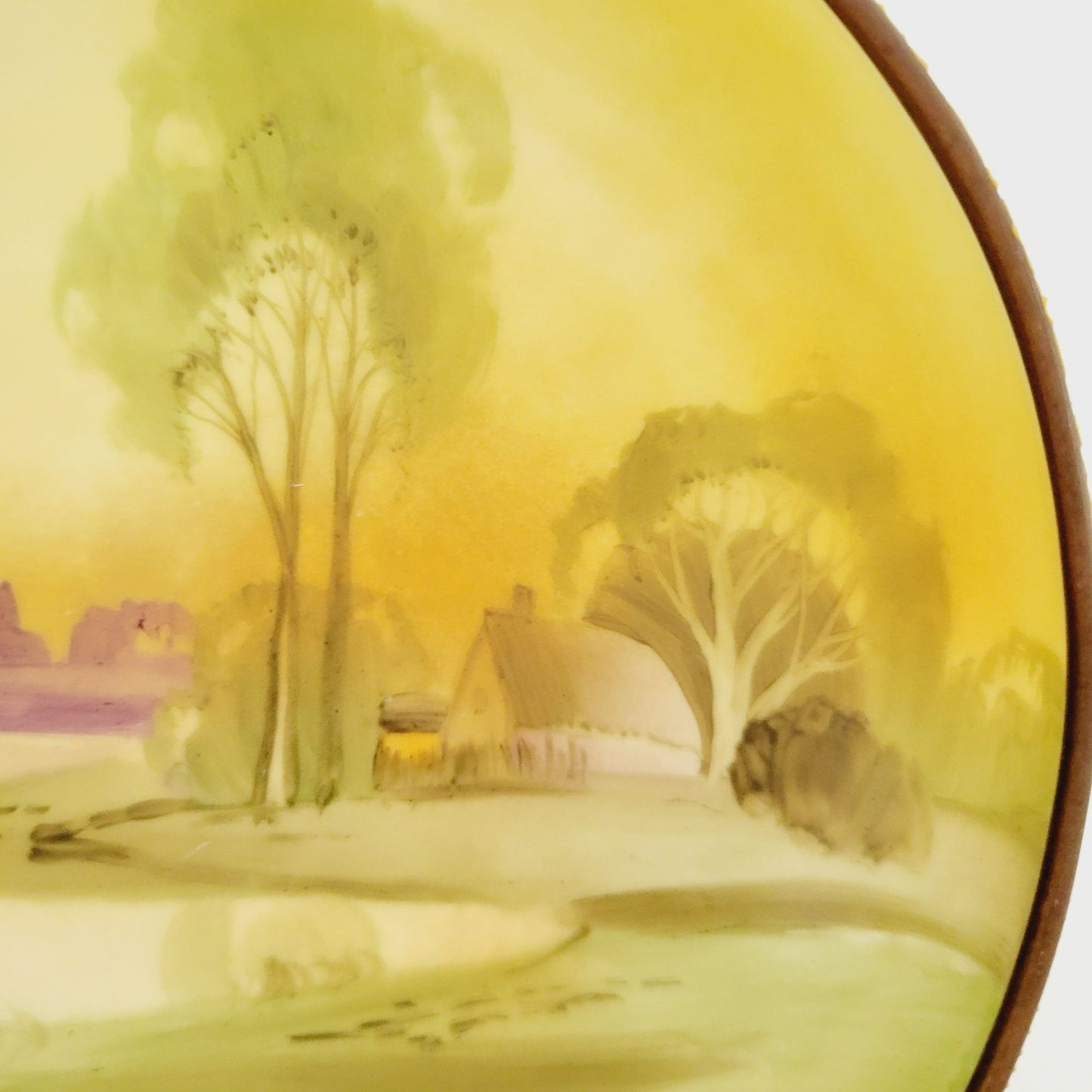 Antique Nippon Hand Painted Cottage on Lake Footed Bowl, c.1911-1921, Japanese Pottery Art
