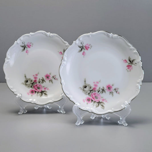 Tirschenreuth Picardy Bread Plate Set of 2, Platinum Trim, c.1969 Bavaria Germany