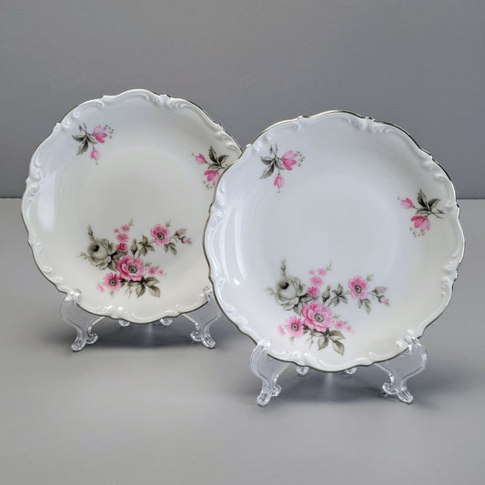 Tirschenreuth Picardy Bread Plate Set of 2, Platinum Trim, c.1969 Bavaria Germany