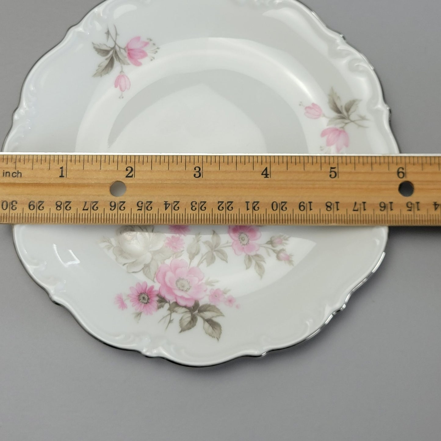Tirschenreuth Picardy Bread Plate Set of 2, Platinum Trim, c.1969 Bavaria Germany