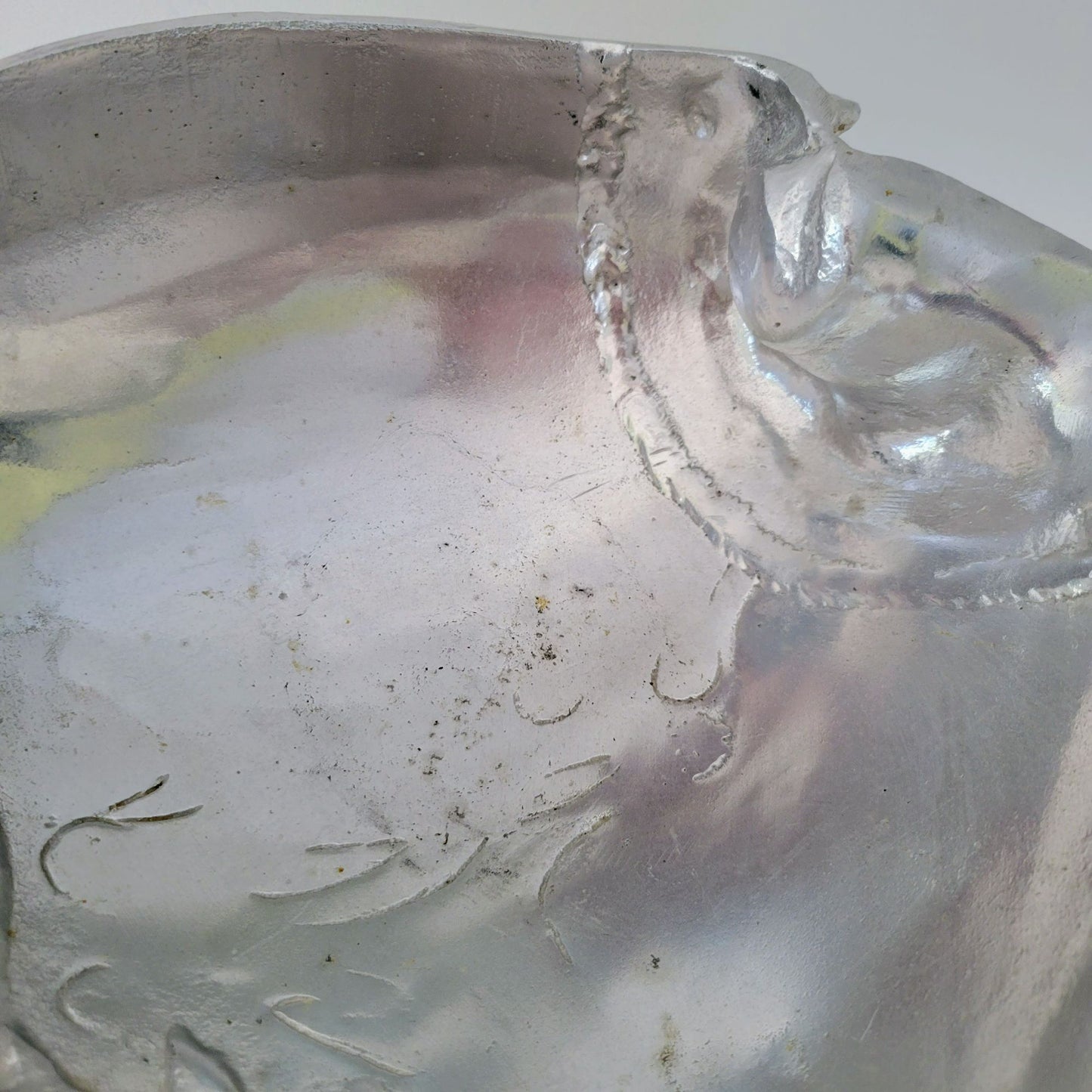 Aluminum Fish Bowl by Arthur Court, Embossed with Carnelian Eye, c.1977, Footed Metal Conch Shell Bowl