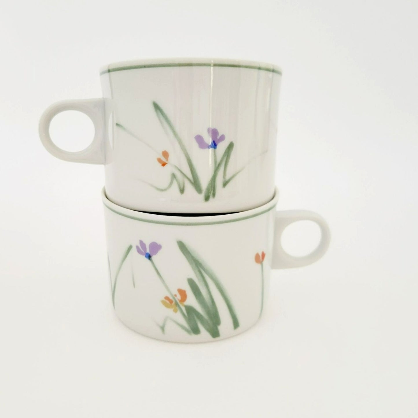 Mikasa Metro Sketch Book Cup Set, Long Stem Wild Flowers, c.1980s Japan