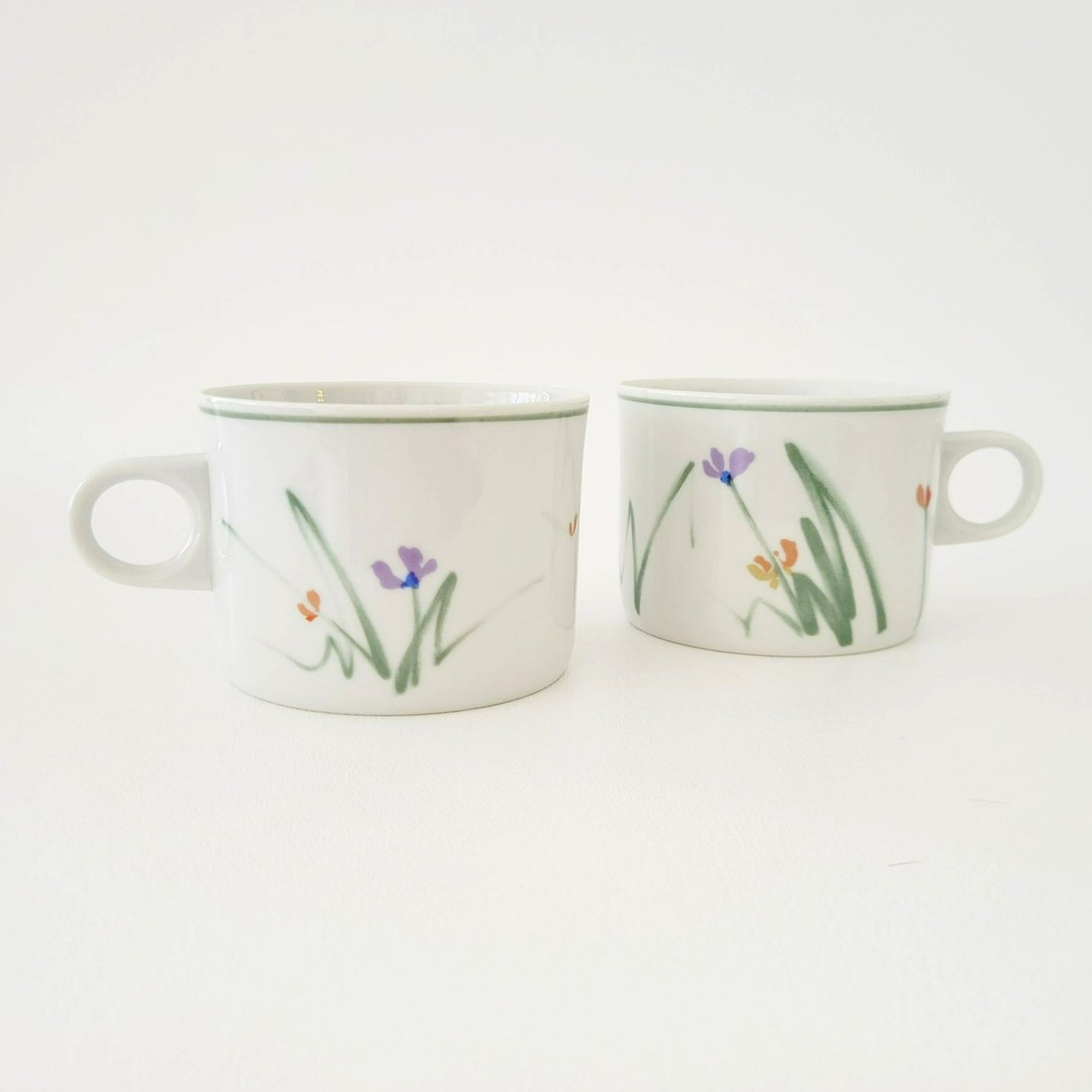 Mikasa Metro Sketch Book Cup Set, Long Stem Wild Flowers, c.1980s Japan