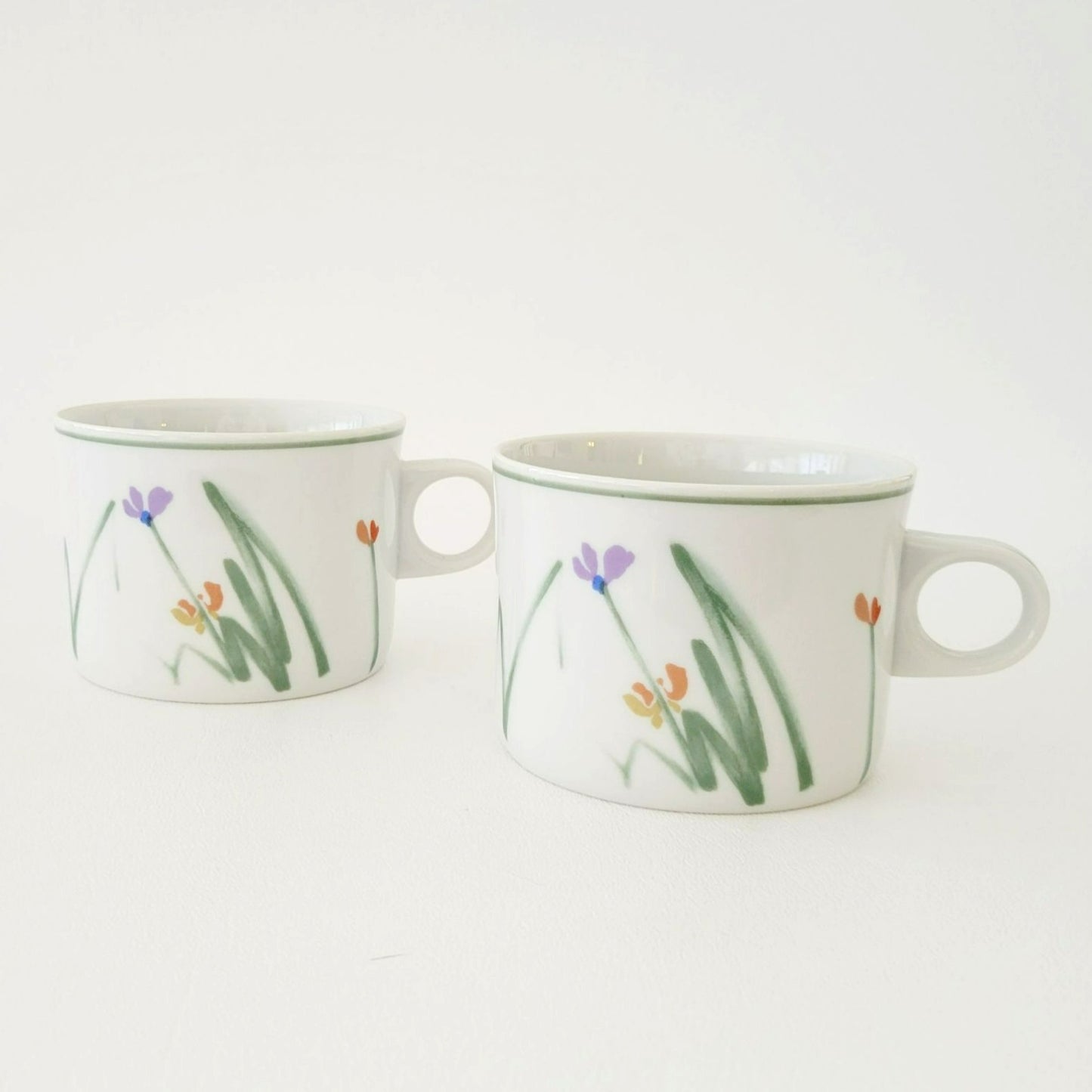 Mikasa Metro Sketch Book Cup Set, Long Stem Wild Flowers, c.1980s Japan