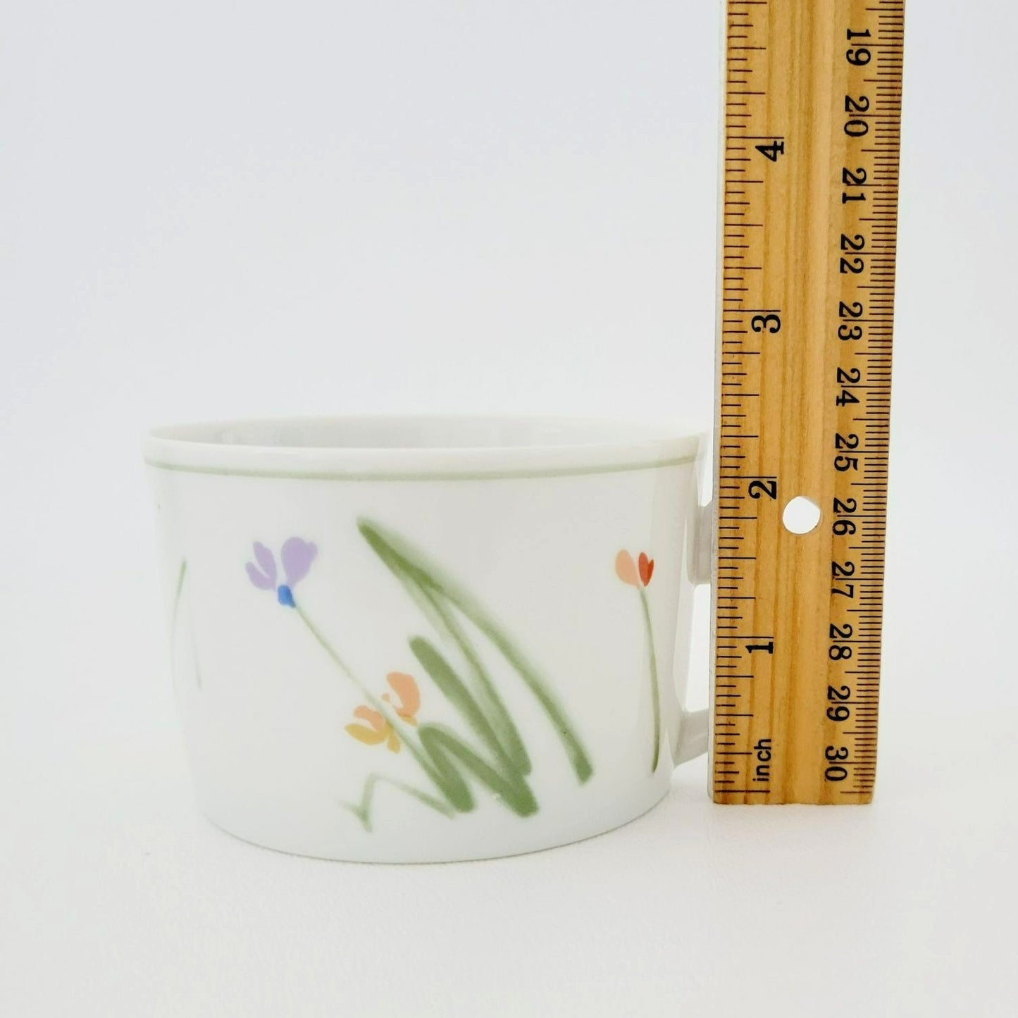 Mikasa Studio Nova Flat Cup Set, Sketch Book II Long Stem Wildflowers, c.1980s Japan