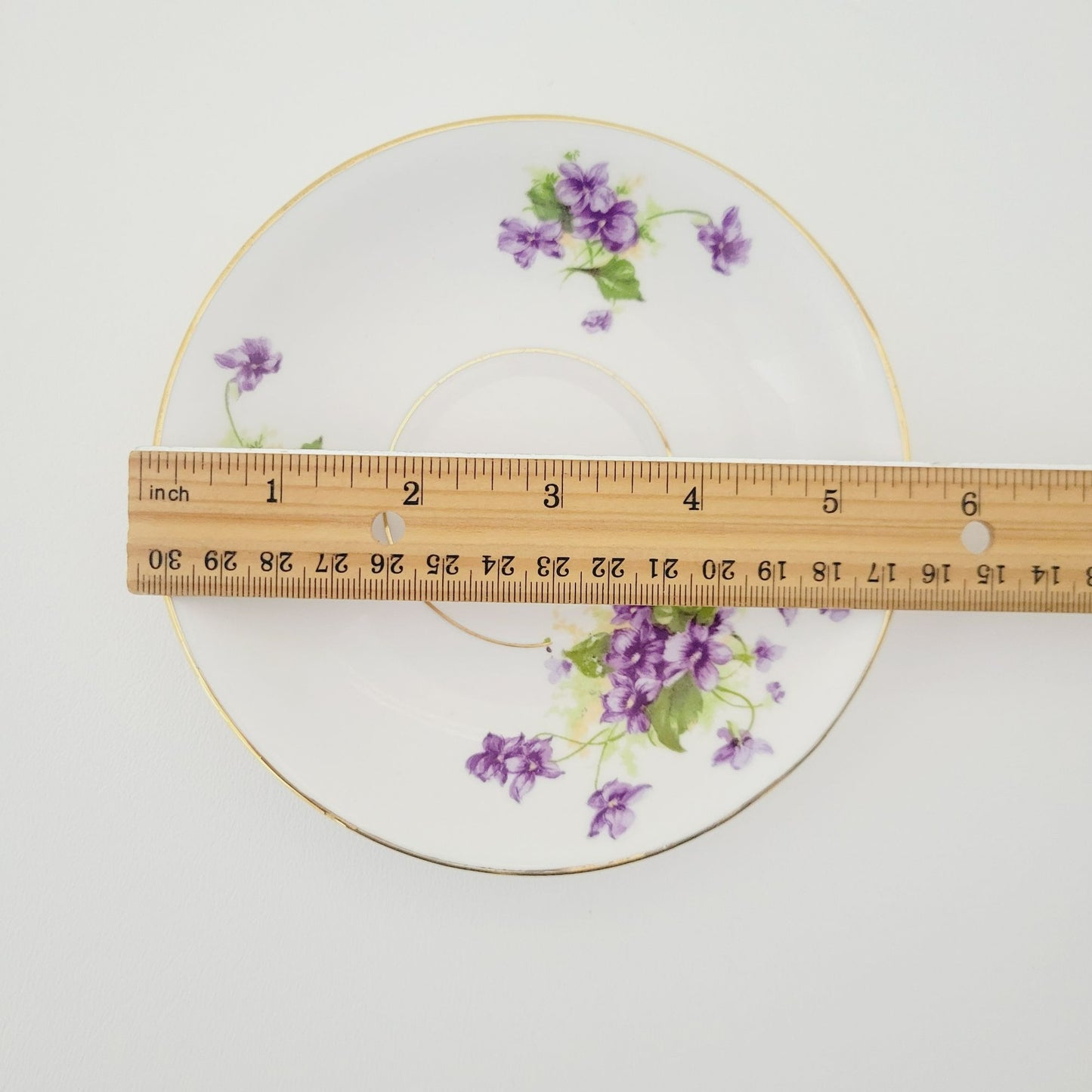 Vintage Purple Violets Teacup & Saucer, Floral with Heavy Gold Trim, c.1950s Thomas Forester & Sons England
