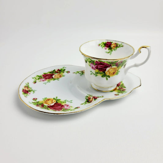 Royal Albert Dessert Snack Tray & Teacup Set, Old Country Roses Montrose