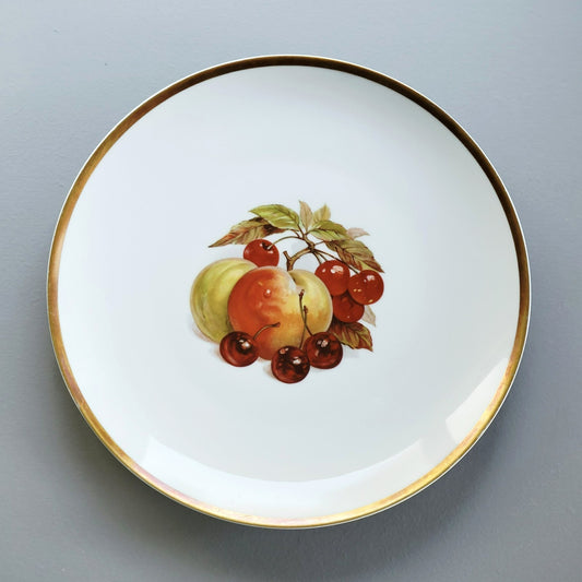 PM Jaeger & Co. Harvest Dinner Plate, Peach & Cherry, c.1950-60 Bavaria Germany