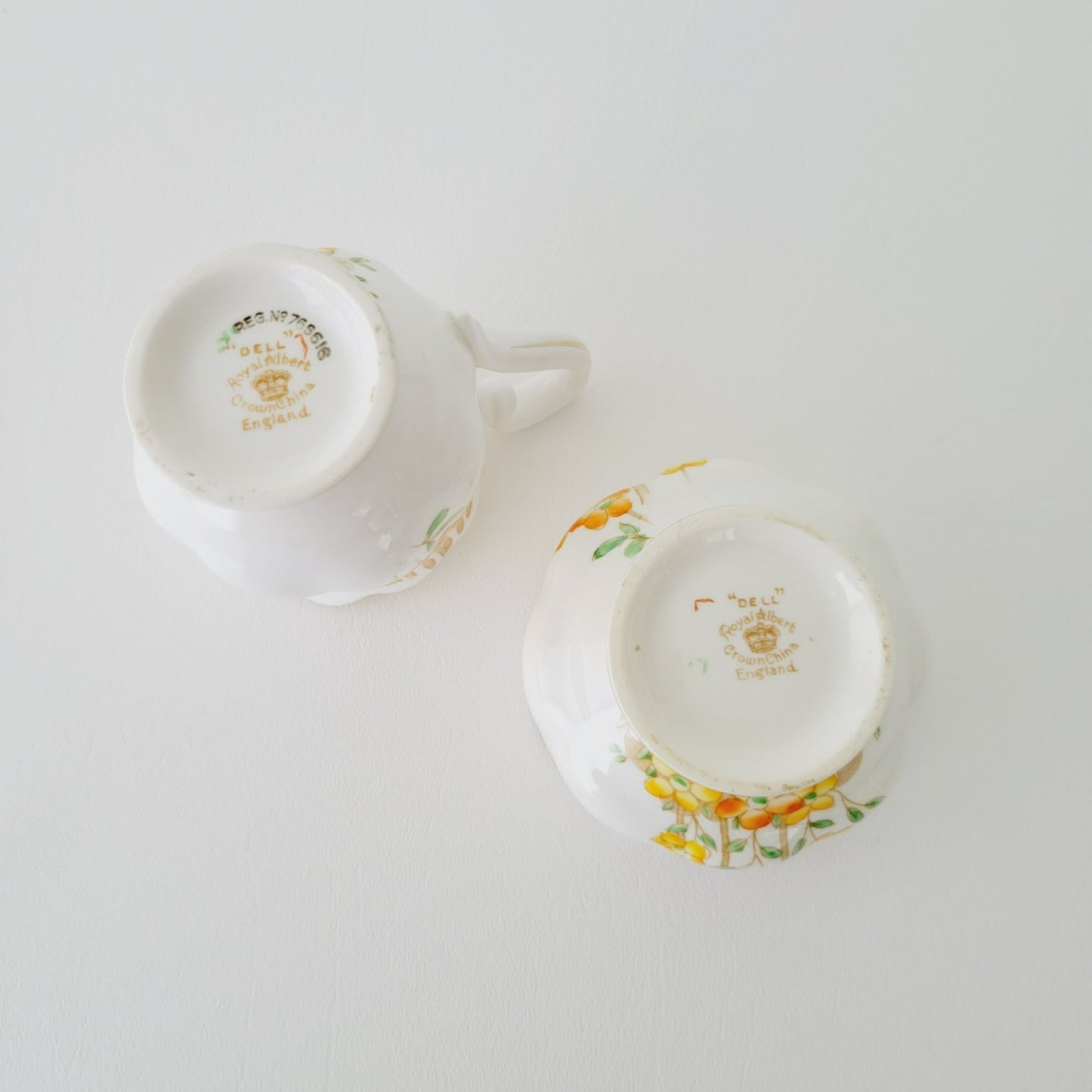 Rare Royal Albert Petite Creamer & Sugar Bowl, Crown China Dell c.1927-35 England