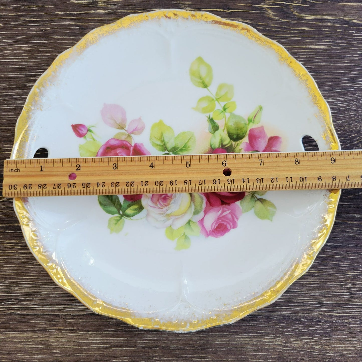 Vintage Hand-Painted Floral Mismatched Tiered Dessert Stand