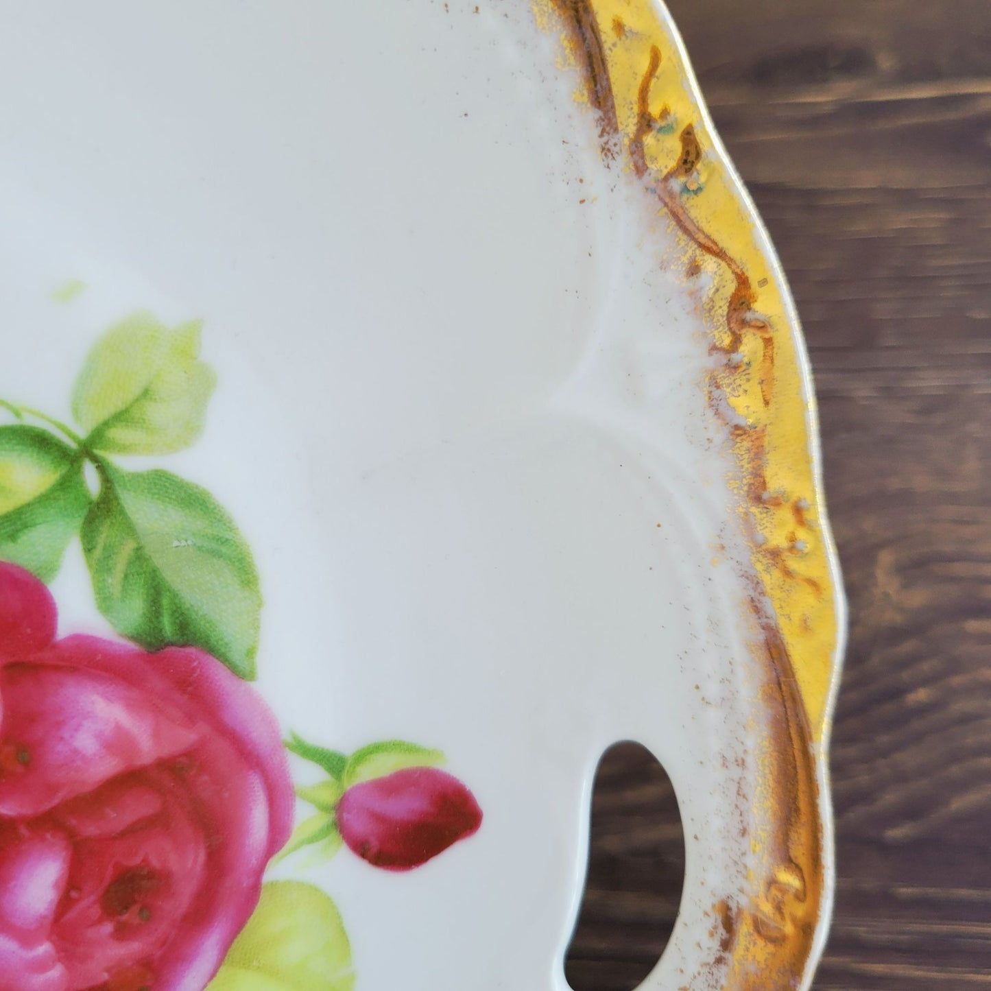 Vintage Hand-Painted Floral Mismatched Tiered Dessert Stand