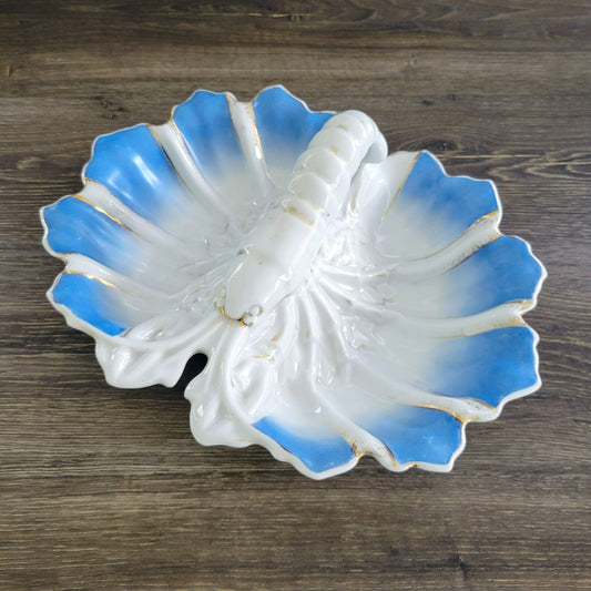 Antique JS Porcelain Blue & White Lobster Serving Dish, c.1896-1916 Germany
