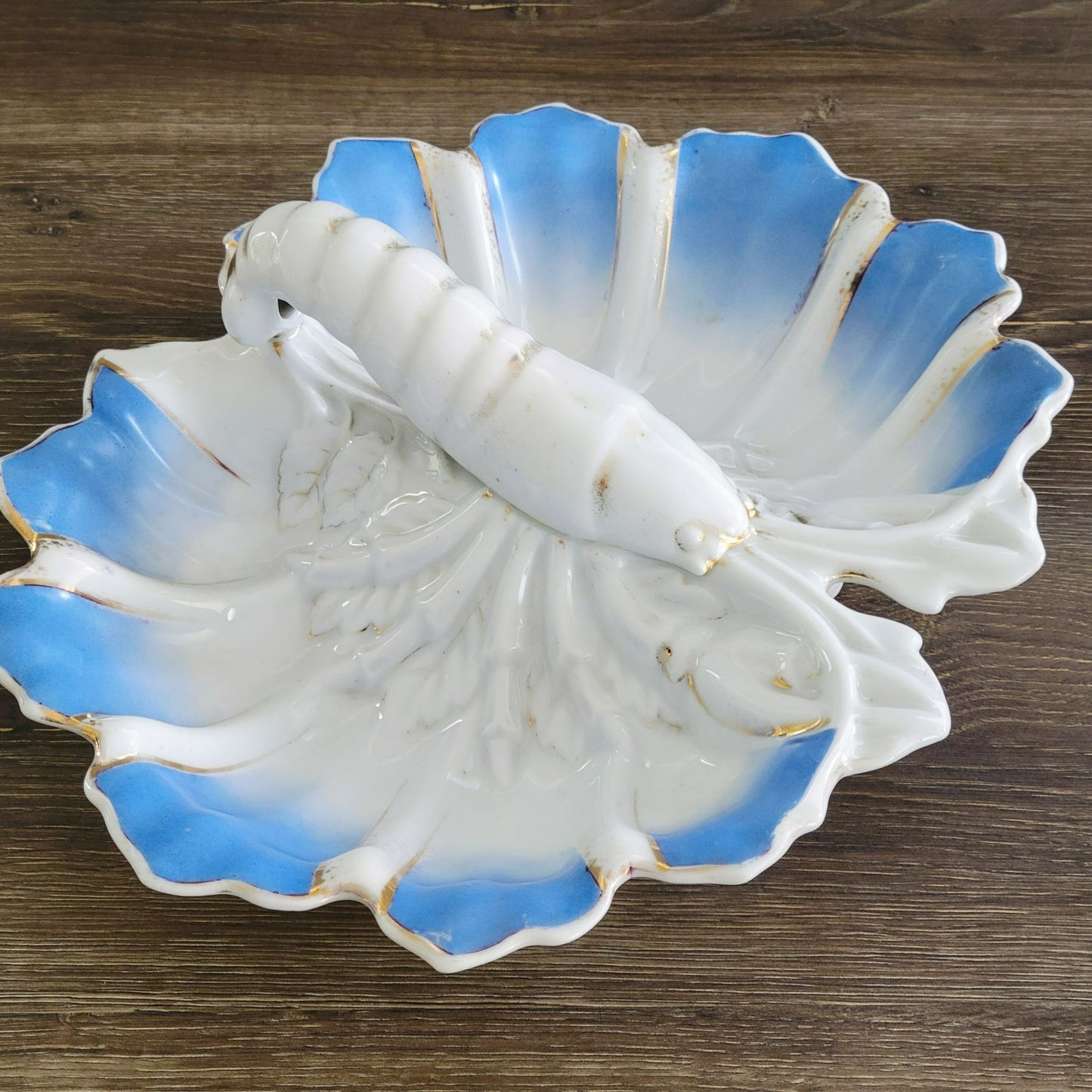 Antique JS Porcelain Blue & White Lobster Serving Dish, c.1896-1916 Germany