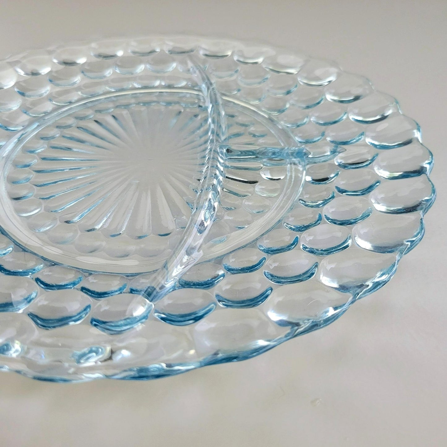 Anchor Hocking Bubble Blue Grill Plate Set of 2, c.1942-48 USA