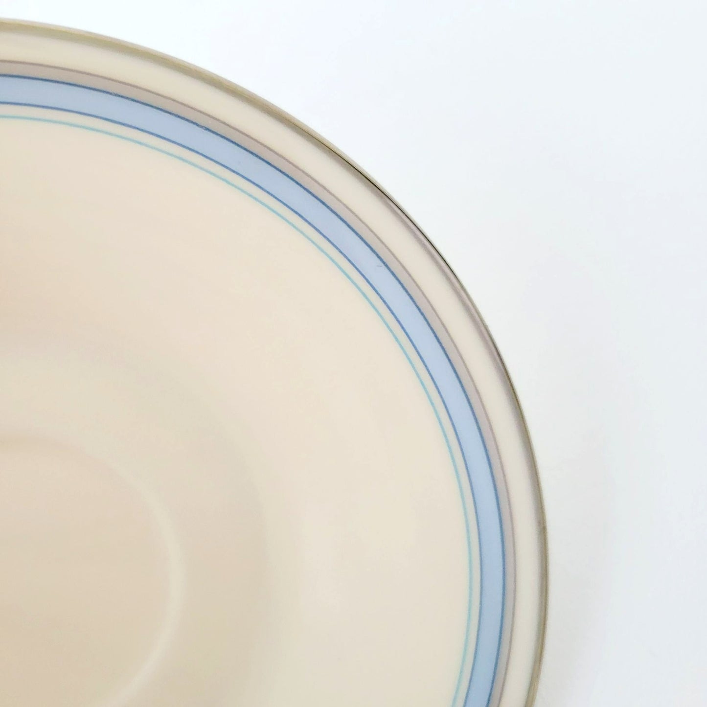 Lenox Bradford Teacup & Saucer, Cream with Blue & Platinum Trim, c.1980s USA Made