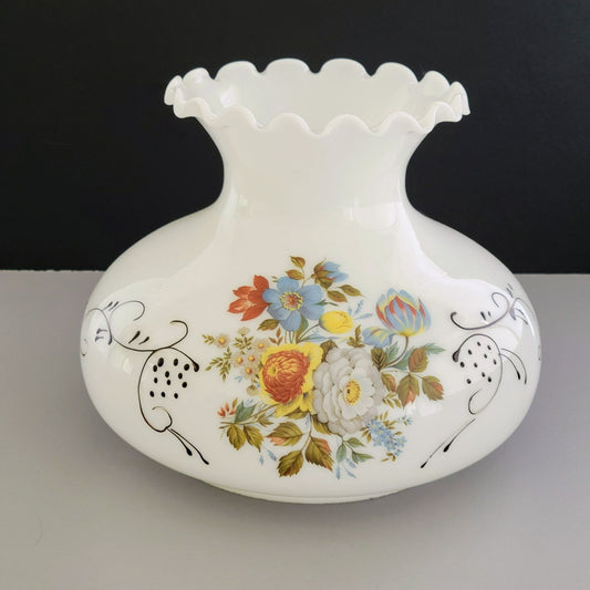 Vintage Hand Painted Floral Hurricane Lamp Shade