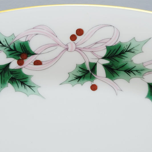 Mikasa Ribbon Holly 14" Oval Serving Platter, Made in Japan