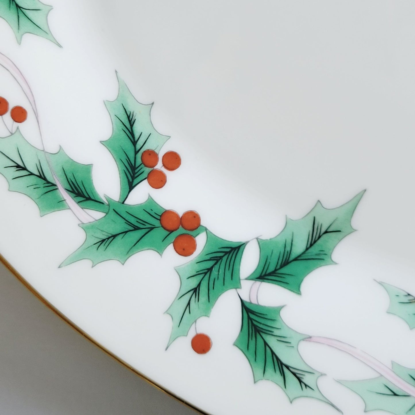 Mikasa Ribbon Holly 14" Oval Serving Platter, Made in Japan