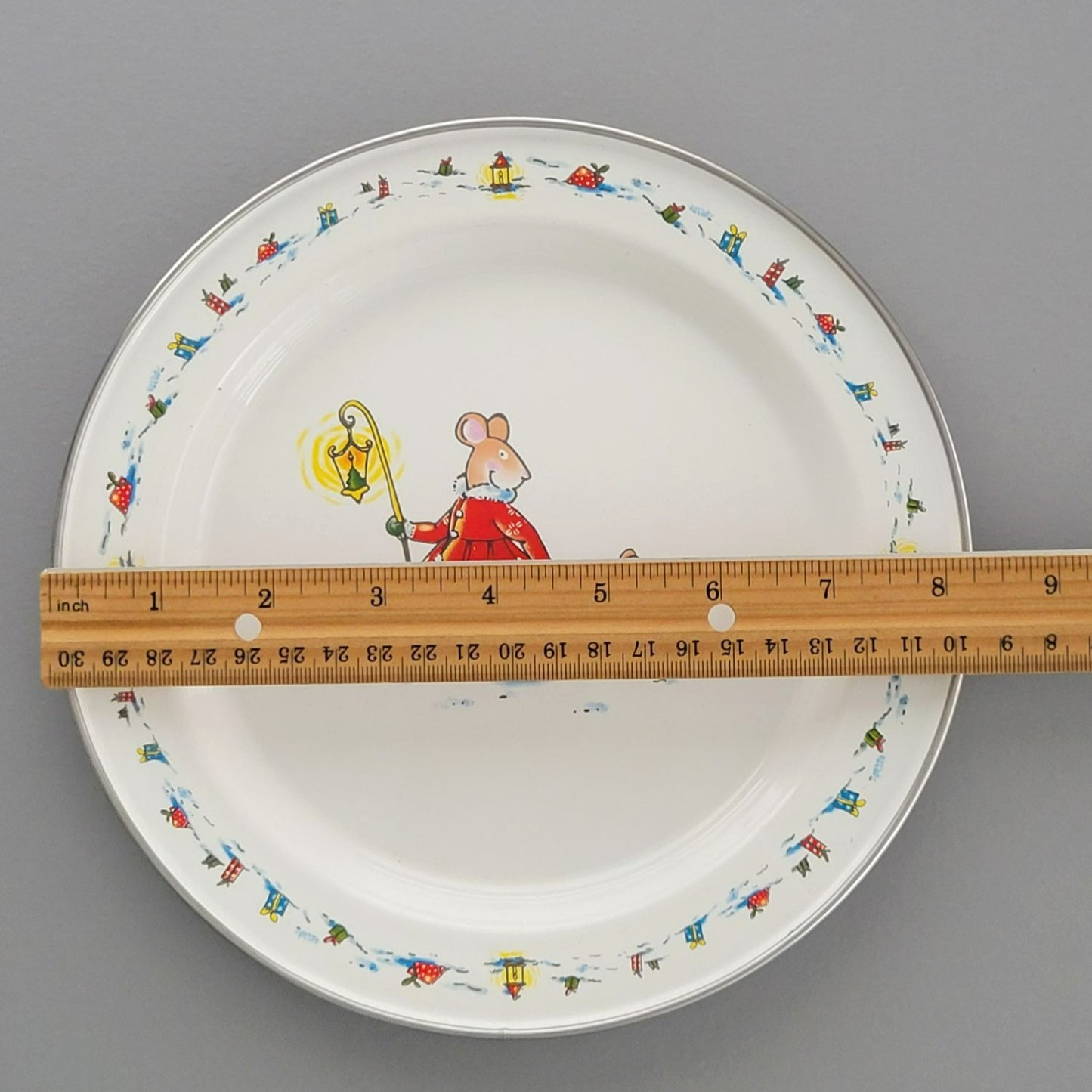 World Market Christmas Mouse Holiday Enamel Plate & Bowl Set of 3
