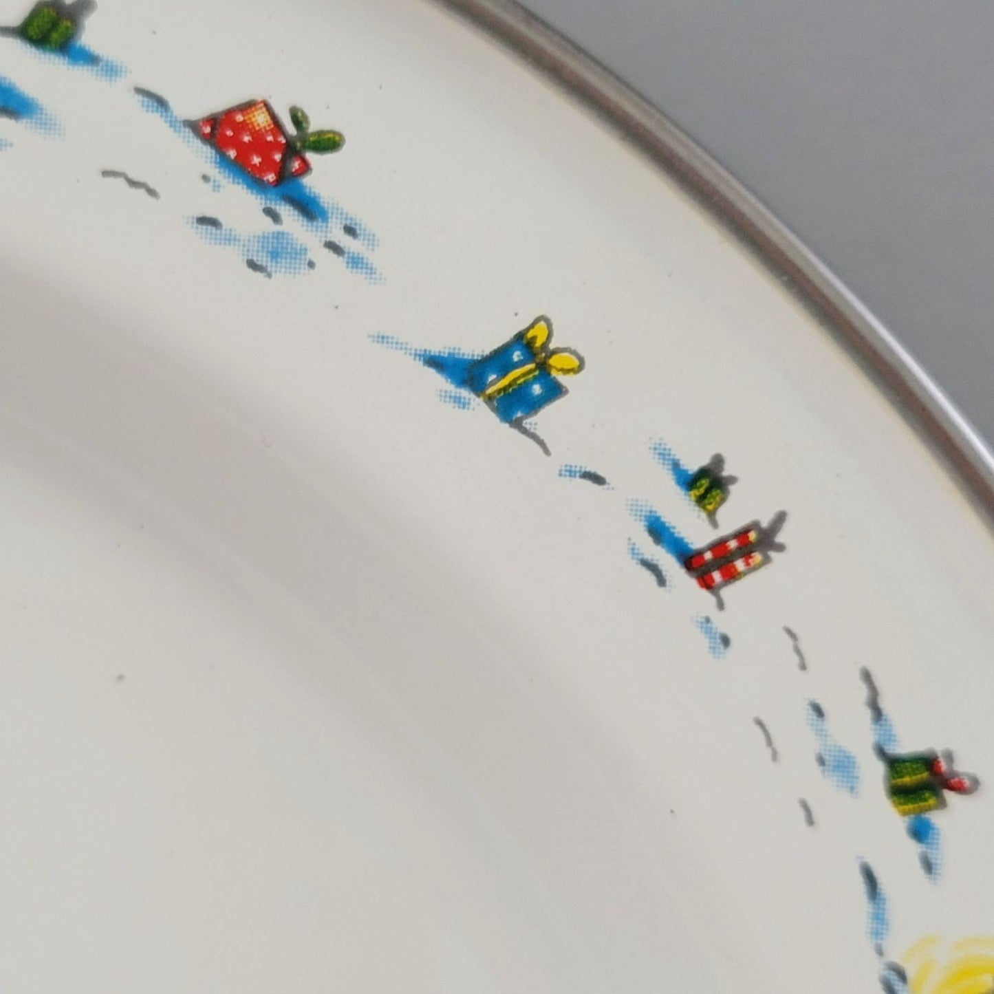 World Market Christmas Mouse Holiday Enamel Plate & Bowl Set of 3