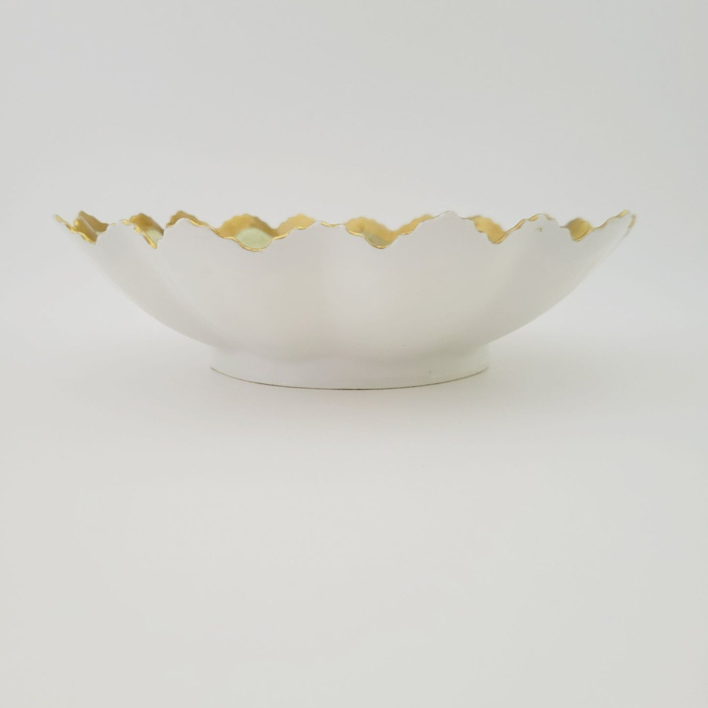 Antique M.Z Austria Cabinet Bowl, Hand Painted Green with Roses, Heavy Gold & Embossed Edging c.1884-1909