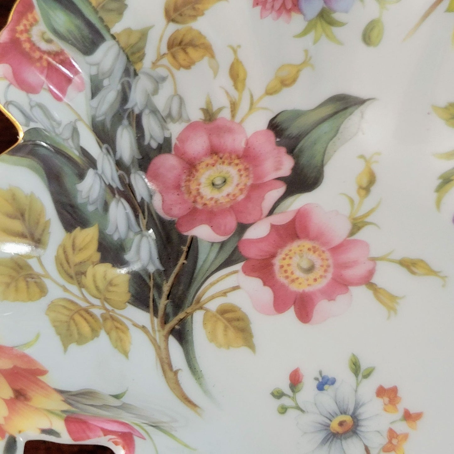 Vintage Floral Pedestal Dish, Upcycled from Milk Glass Vase & Porcelain Bowl