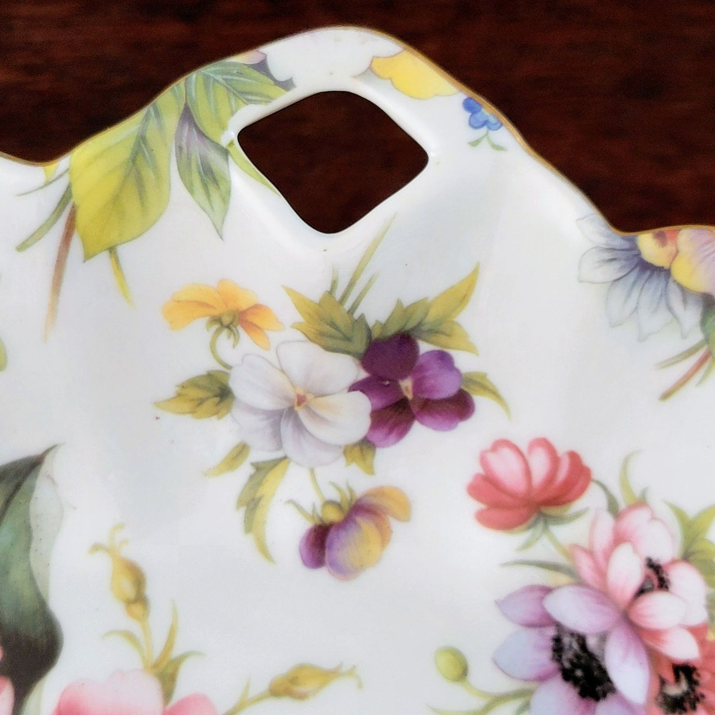 Vintage Floral Pedestal Dish, Upcycled from Milk Glass Vase & Porcelain Bowl