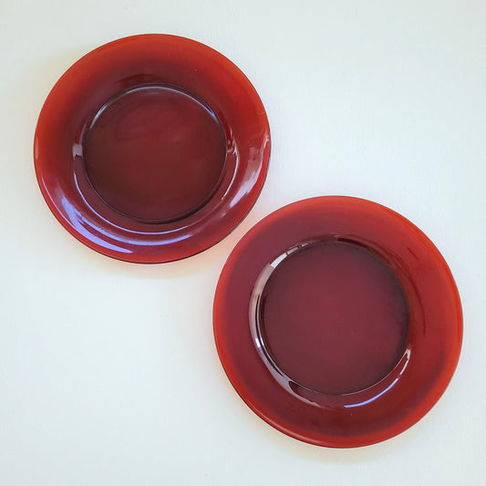 Anchor Hocking Royal Ruby Glass Salad Plate SET of 2, USA Made