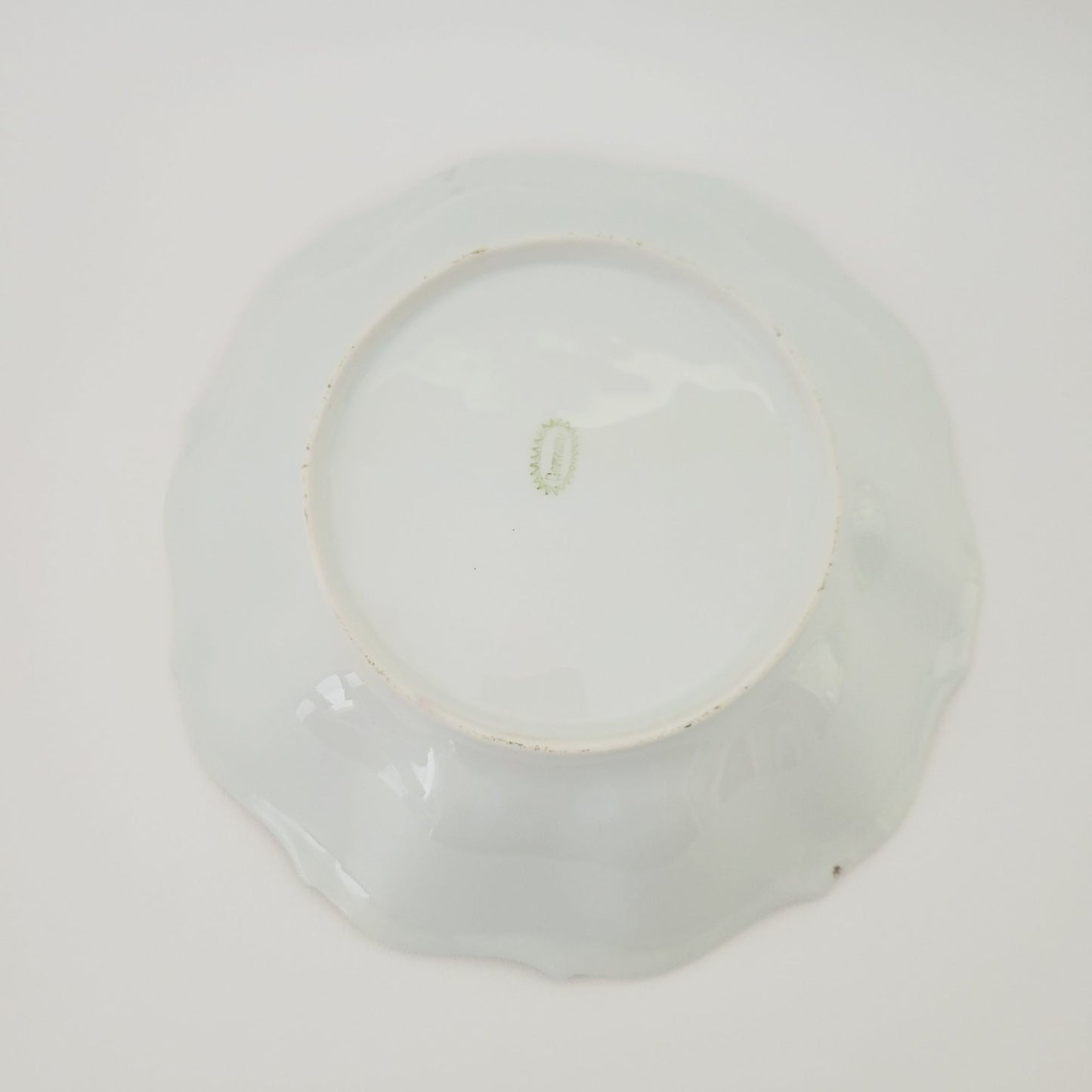 German Hand Painted Roses Bowl, High Gloss Luster Pale Yellow & Blue Floral