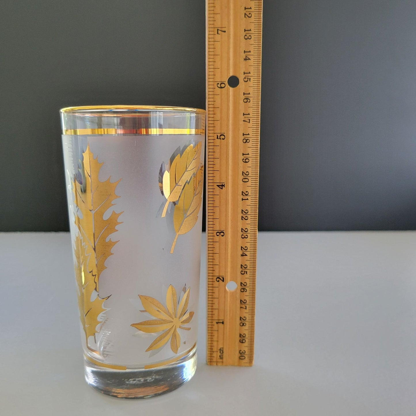 Libbey Golden Foliage Tumbler Set of 2, c.1950s-70s USA
