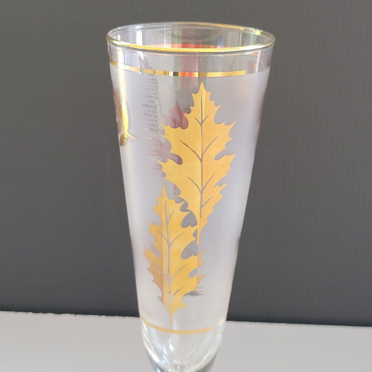 Libbey Golden Foliage Pilsner Beer Glass Set of 2, c.1950s-70s