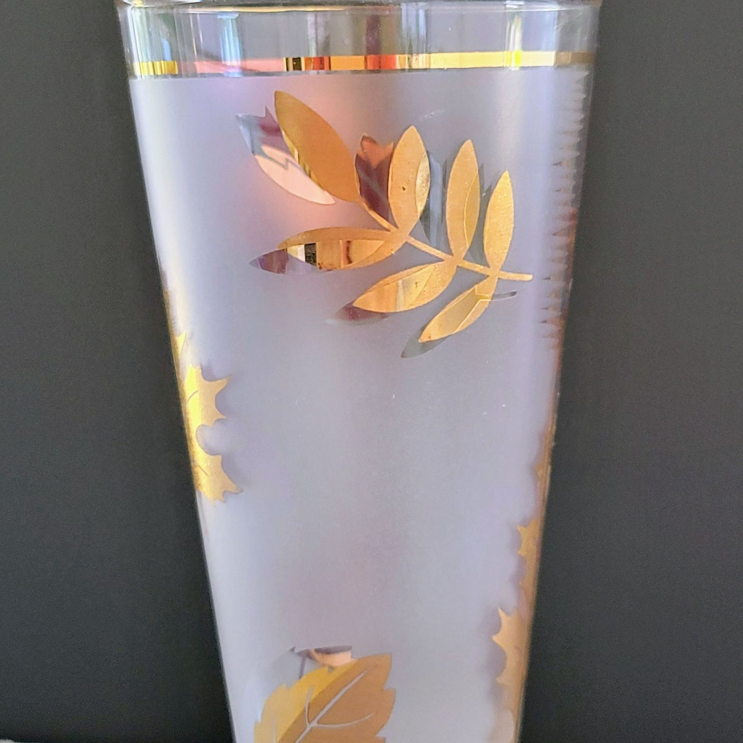 Libbey Golden Foliage Pilsner Beer Glass Set of 2, c.1950s-70s
