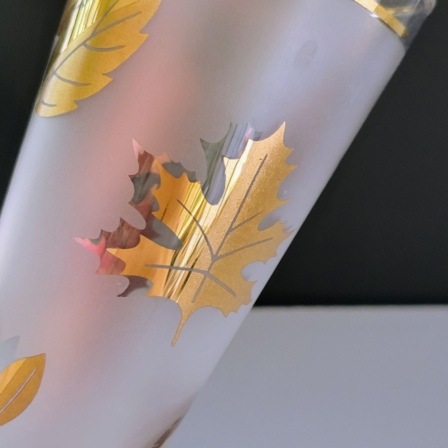 Libbey Golden Foliage Pilsner Beer Glass Set of 2, c.1950s-70s